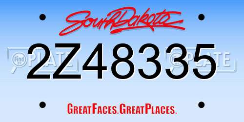 2Z48335 South Dakota License Plate