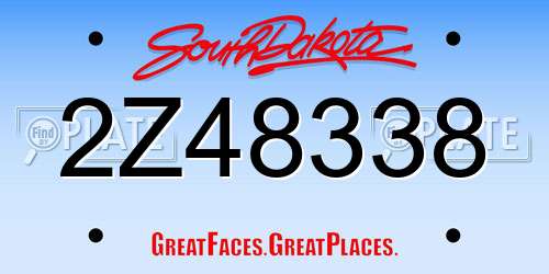 2Z48338 South Dakota License Plate