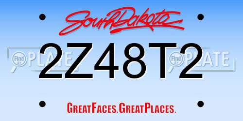 2Z48T2 South Dakota License Plate