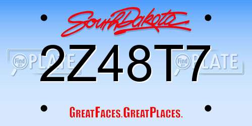 2Z48T7 South Dakota License Plate