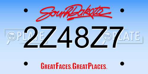 2Z48Z7 South Dakota License Plate