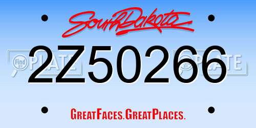 2Z50266 South Dakota License Plate
