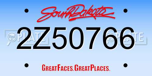 2Z50766 South Dakota License Plate