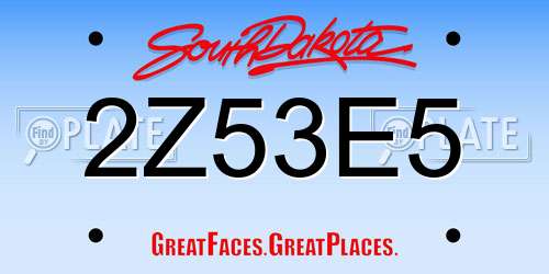 2Z53E5 South Dakota License Plate
