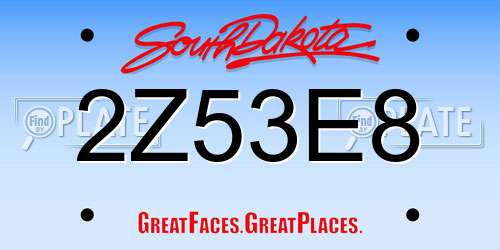 2Z53E8 South Dakota License Plate