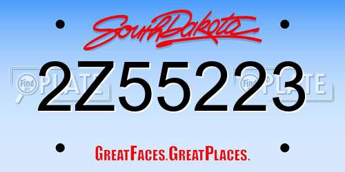 2Z55223 South Dakota License Plate