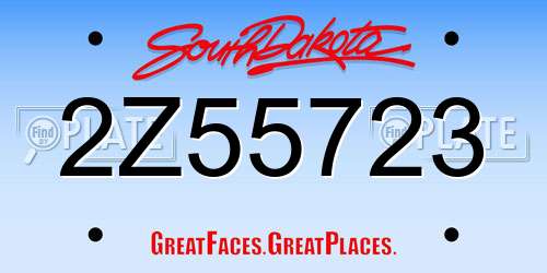2Z55723 South Dakota License Plate