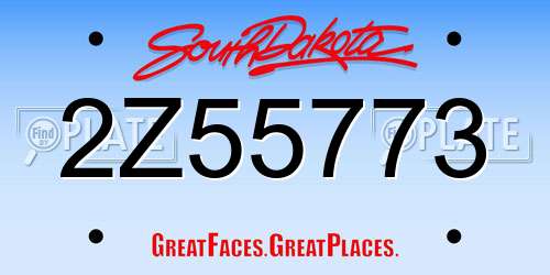 2Z55773 South Dakota License Plate