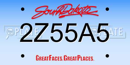 2Z55A5 South Dakota License Plate