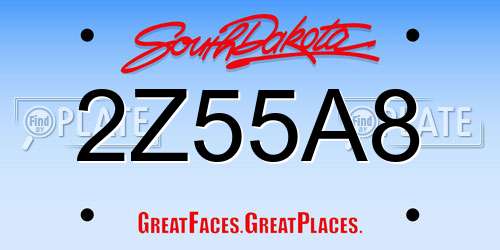 2Z55A8 South Dakota License Plate