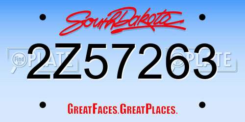 2Z57263 South Dakota License Plate