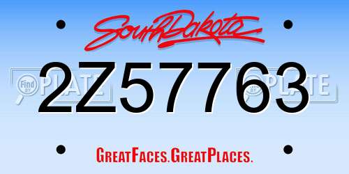 2Z57763 South Dakota License Plate