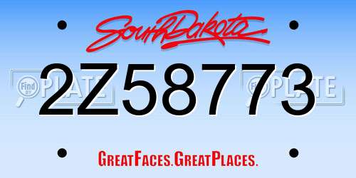 2Z58773 South Dakota License Plate