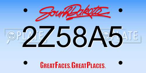 2Z58A5 South Dakota License Plate
