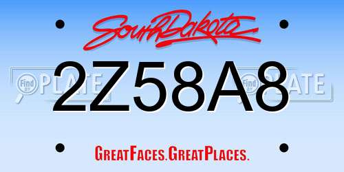 2Z58A8 South Dakota License Plate