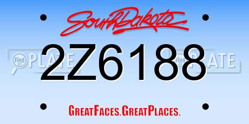 2Z6188 South Dakota License Plate