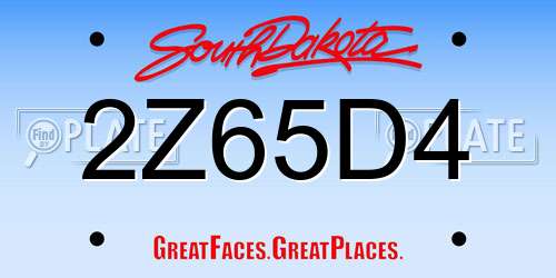 2Z65D4 South Dakota License Plate
