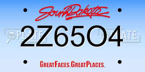 2Z65O4 South Dakota License Plate