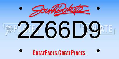2Z66D9 South Dakota License Plate
