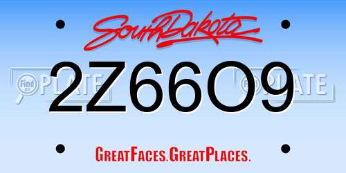 2Z66O9 South Dakota License Plate