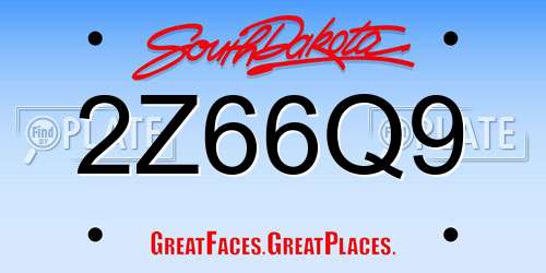 2Z66Q9 South Dakota License Plate