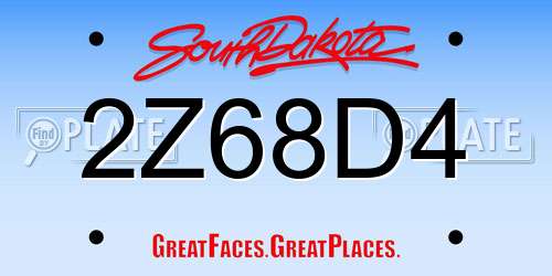 2Z68D4 South Dakota License Plate