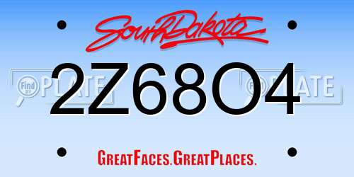 2Z68O4 South Dakota License Plate