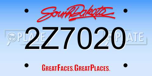 2Z7020 South Dakota License Plate
