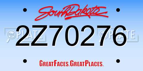 2Z70276 South Dakota License Plate