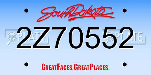 2Z70552 South Dakota License Plate