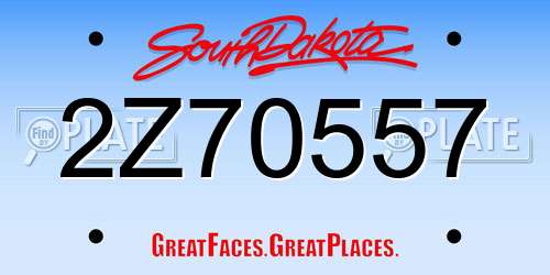 2Z70557 South Dakota License Plate