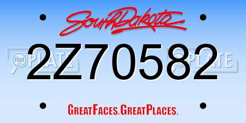 2Z70582 South Dakota License Plate