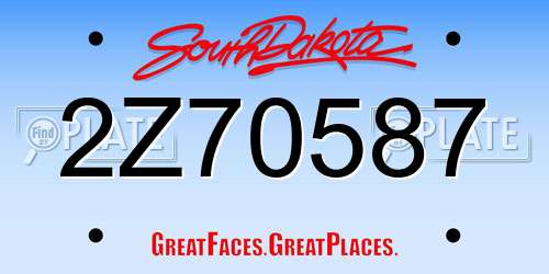 2Z70587 South Dakota License Plate