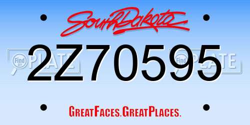 2Z70595 South Dakota License Plate