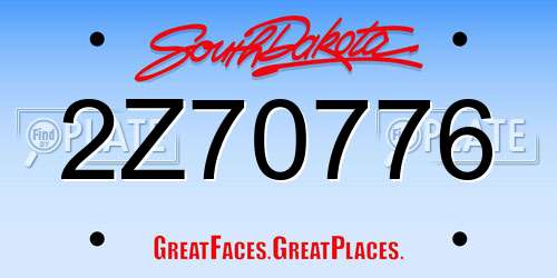 2Z70776 South Dakota License Plate