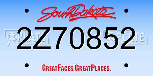2Z70852 South Dakota License Plate