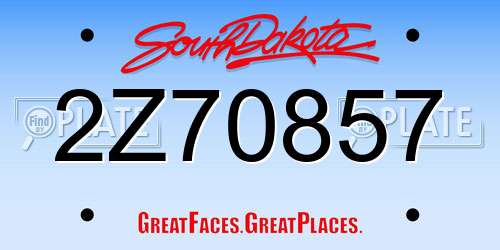 2Z70857 South Dakota License Plate