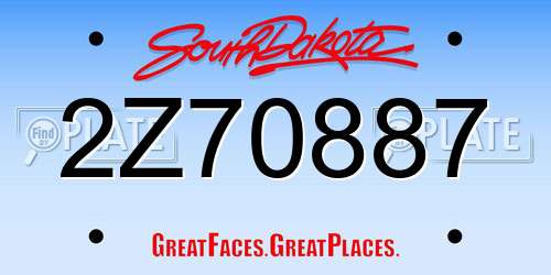 2Z70887 South Dakota License Plate