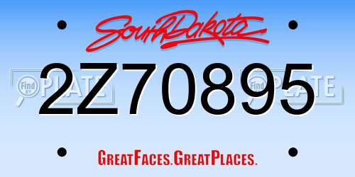 2Z70895 South Dakota License Plate