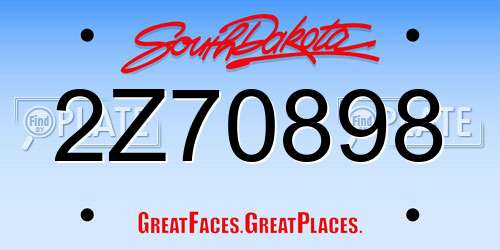 2Z70898 South Dakota License Plate