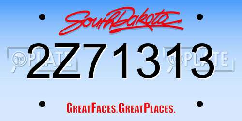 2Z71313 South Dakota License Plate