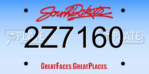 2Z7160 South Dakota License Plate