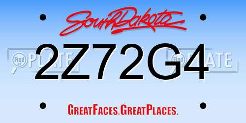 2Z72G4 South Dakota License Plate