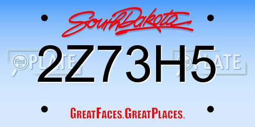 2Z73H5 South Dakota License Plate