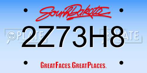 2Z73H8 South Dakota License Plate