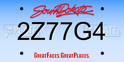 2Z77G4 South Dakota License Plate