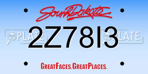 2Z78I3 South Dakota License Plate