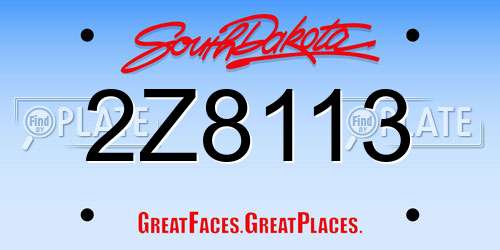 2Z8113 South Dakota License Plate