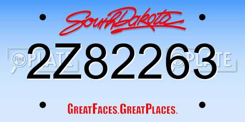 2Z82263 South Dakota License Plate