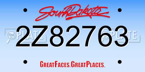 2Z82763 South Dakota License Plate